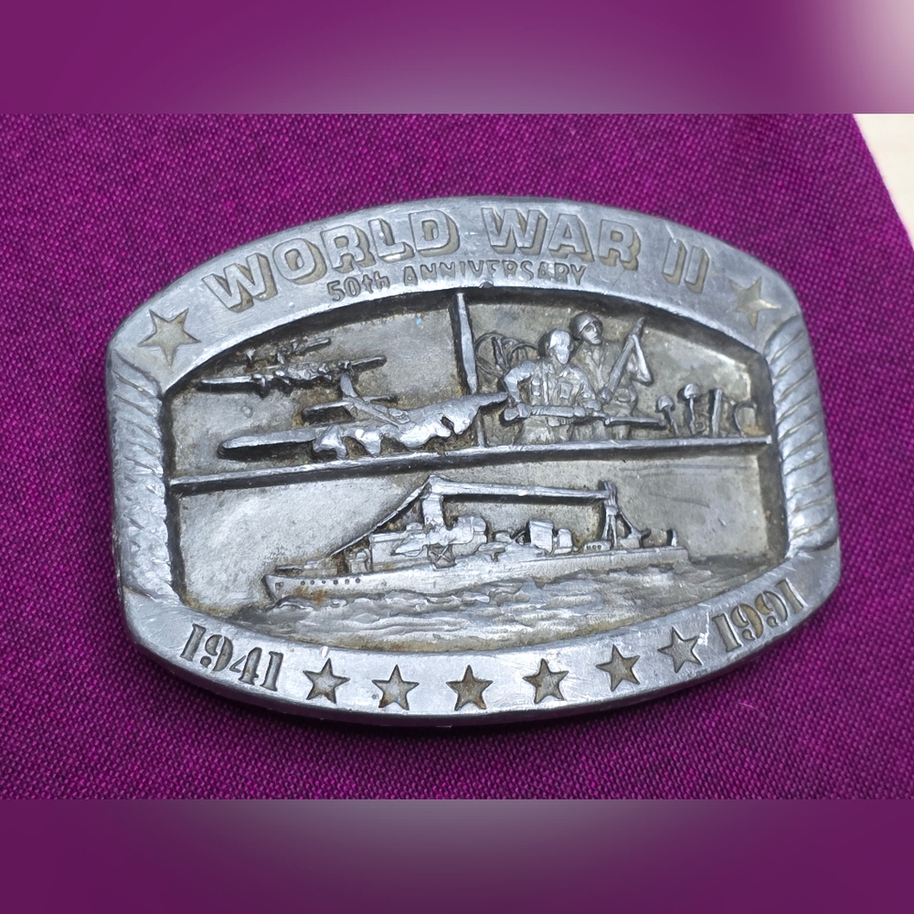 Vintage World War II 50th Anniversary Belt Buckle 1941-1991 2381/10000